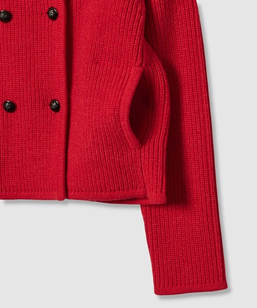 allureville（アルアバイル）の「片畦ニットジャケット（テーラードジャケット・レディース・オフホワイト/グレー系その他/レッド・2）」の9枚目の写真