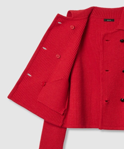 allureville（アルアバイル）の「片畦ニットジャケット（テーラードジャケット・レディース・オフホワイト/グレー系その他/レッド・2）」の11枚目の写真