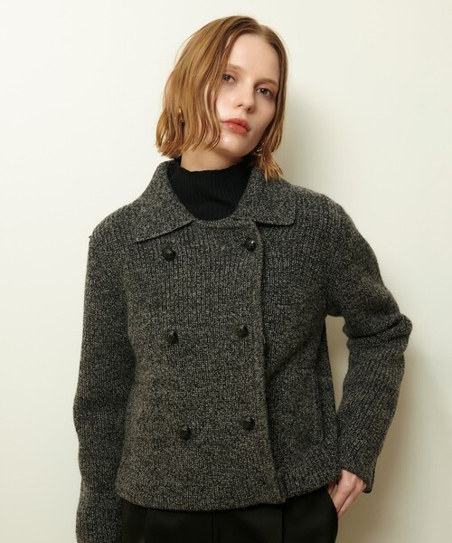 allureville（アルアバイル）の「片畦ニットジャケット（テーラードジャケット・レディース・オフホワイト/グレー系その他/レッド・2）」の16枚目の写真