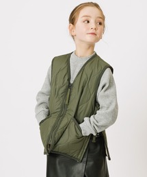 TAION（タイオン）の「【TAION（タイオン）】〈キッズ〉ミリタリー Vネックジップ ダウンベスト（ダウンベスト・キッズ）」