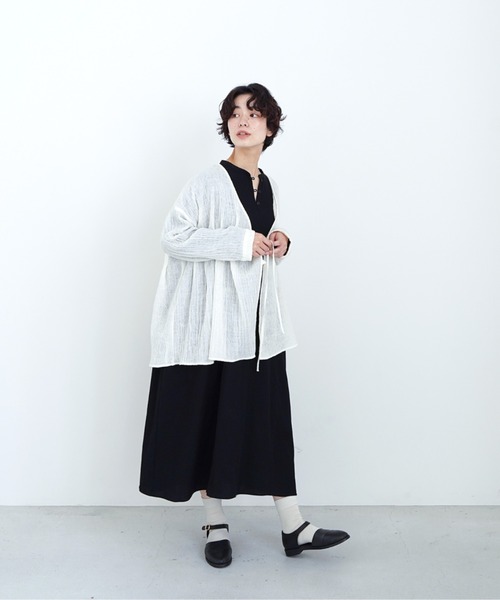 フクロウと湖畔に映るわたしと“はおり”（カーディガン/ボレロ