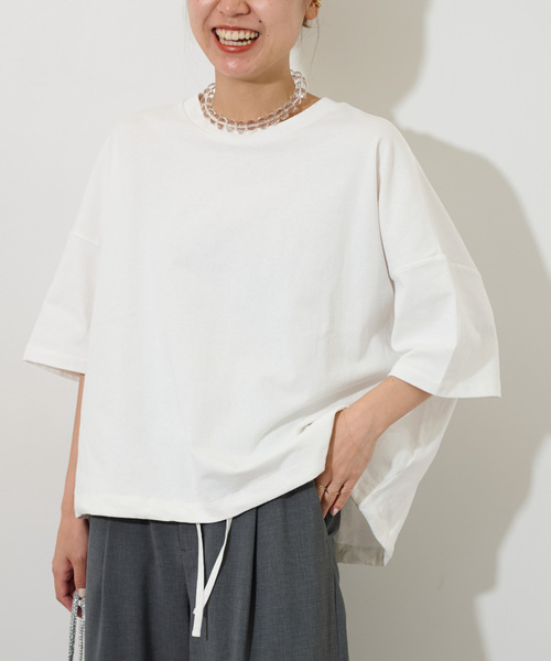 JOURNAL STANDARD relume（ジャーナルスタンダード　レリューム）の「《追加5》ギャザーヘムショートスリーブTシャツ（Tシャツ/カットソー・レディース・ブラック/ライトグレー/ホワイト/ベージュ・FREE）」の17枚目の写真