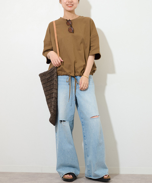 JOURNAL STANDARD relume（ジャーナルスタンダード　レリューム）の「《追加5》ギャザーヘムショートスリーブTシャツ（Tシャツ/カットソー・レディース・ブラック/ライトグレー/ホワイト/ベージュ・FREE）」の18枚目の写真