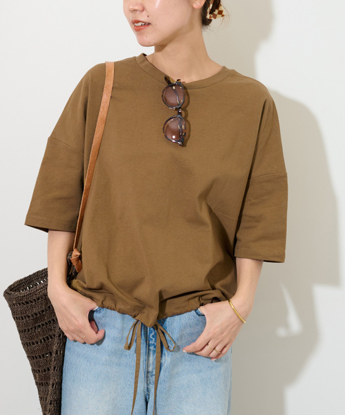 JOURNAL STANDARD relume（ジャーナルスタンダード　レリューム）の「《追加5》ギャザーヘムショートスリーブTシャツ（Tシャツ/カットソー・レディース・ブラック/ライトグレー/ホワイト/ベージュ・FREE）」の10枚目の写真
