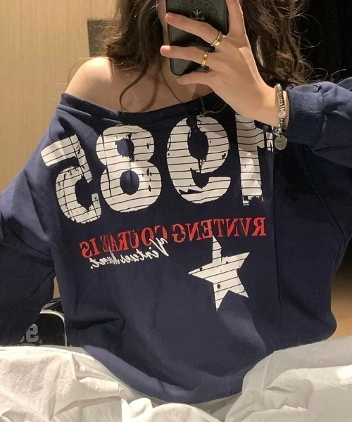 lilful（リルフル）の「アメリカン ナンバリング オーバーサイズスウェット（スウェット・レディース・ネイビー・M/L）」の2枚目の写真