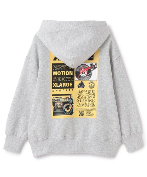 XLARGE KIDS（エクストララージキッズ）の「【人気商品再入荷】【直営店で取り扱い無し】ミュージックグラフィックプルパーカー（パーカー・キッズ・トップグレー/ブラック/レッド・130cm/140cm/110cm/120cm/100cm）」の4枚目の写真