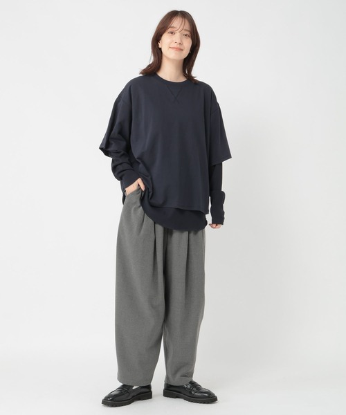 studio CLIP（スタディオクリップ）の「《days》タックトラウザーパンツ[プチ・プラスサイズあり]（その他パンツ・レディース・ブラック/ブラウン/チャコール・LARGE/PF/ﾌﾘｰ(L)/MEDIUM）」の9枚目の写真