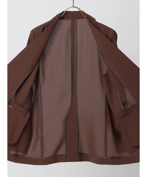 SUIT SQUARE（スーツスクエア）の「ジャケット ウォッシャブル ストレッチ 撥水 UVカット 防シワ（スーツジャケット・レディース・ブラウン系/ネイビー系・36(7号)/38(9号)/40(11号)）」の6枚目の写真