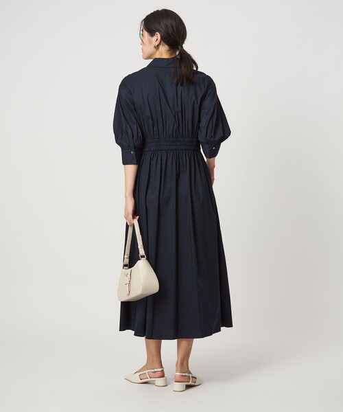 セール】シャツ襟 フィット＆フレア タックスリーブ ワンピース