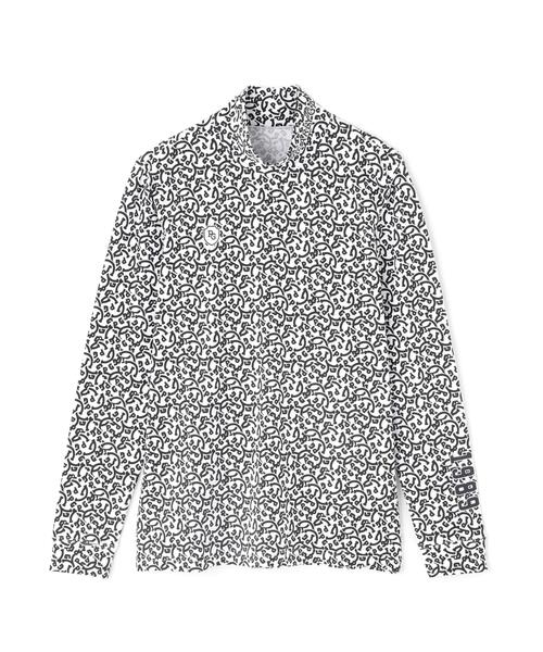 セール】綿ベア天竺長袖ハイネックカットソー ＜NICO総柄＞（Tシャツ