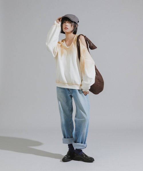 Chick（チック）の「Mura-dyed Laser Back Sweatshirt / ムラ染め レーサーバックスウェット（スウェット・レディース・ブラック/ベージュ/オリーブ・FREE）」の16枚目の写真