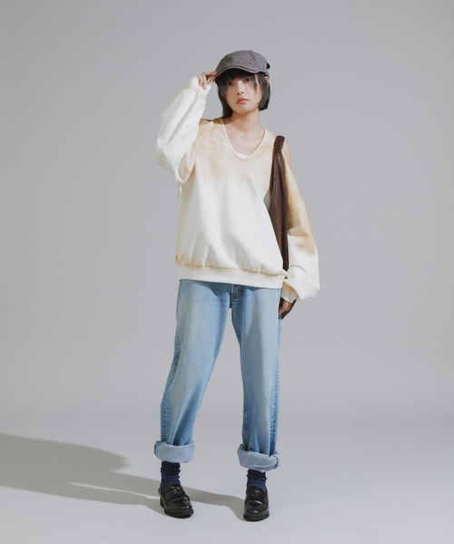 Chick（チック）の「Mura-dyed Laser Back Sweatshirt / ムラ染め レーサーバックスウェット（スウェット・レディース・ブラック/ベージュ/オリーブ・FREE）」の18枚目の写真