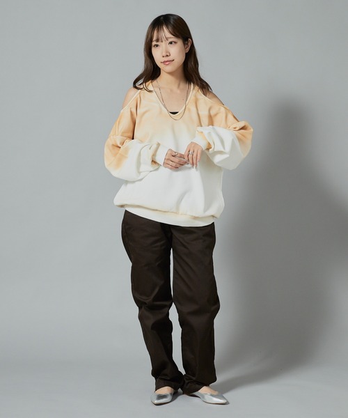 Chick（チック）の「Mura-dyed Laser Back Sweatshirt / ムラ染め レーサーバックスウェット（スウェット・レディース・ブラック/ベージュ/オリーブ・FREE）」の7枚目の写真