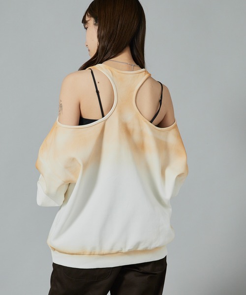 Chick（チック）の「Mura-dyed Laser Back Sweatshirt / ムラ染め レーサーバックスウェット（スウェット・レディース・ブラック/ベージュ/オリーブ・FREE）」の10枚目の写真