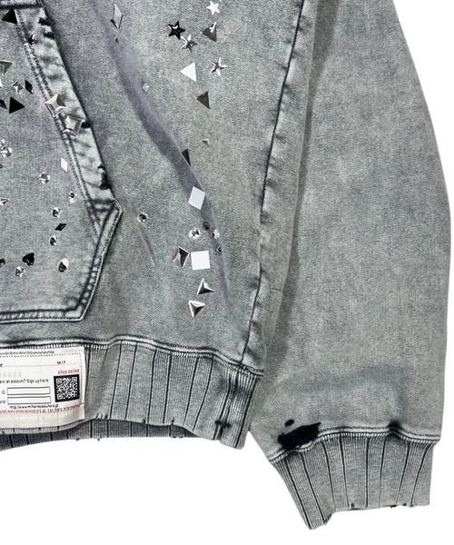 Maison MIHARA YASUHIRO（メゾンミハラヤスヒロ）の「【MIHARAYASUHIRO/ミハラヤスヒロ】EMBELLISHED BLEACHED HOODIE（パーカー・メンズ・グレー/ブラック・48/46）」の10枚目の写真