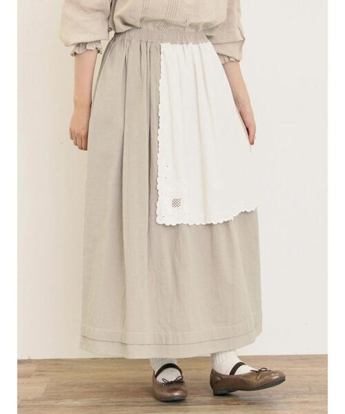 Samansa Mos2（サマンサ モスモス）の「刺繍クロス付きスカート（スカート・レディース・ブルー/チャコールグレー/ブラック/ベージュ・F）」の3枚目の写真