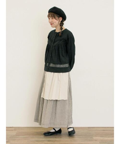 Samansa Mos2（サマンサ モスモス）の「刺繍クロス付きスカート（スカート・レディース・ブルー/チャコールグレー/ブラック/ベージュ・F）」の10枚目の写真