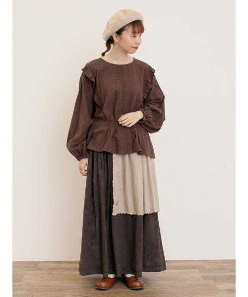 Samansa Mos2（サマンサ モスモス）の「刺繍クロス付きスカート（スカート・レディース・ブルー/チャコールグレー/ブラック/ベージュ・F）」の16枚目の写真