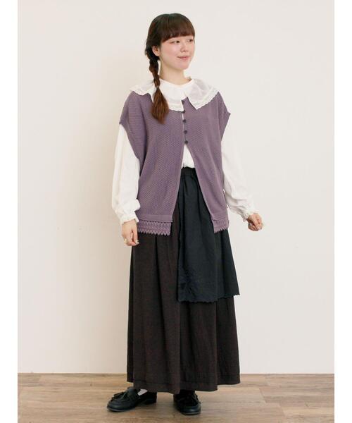 Samansa Mos2（サマンサ モスモス）の「刺繍クロス付きスカート（スカート・レディース・ブルー/チャコールグレー/ブラック/ベージュ・F）」の17枚目の写真