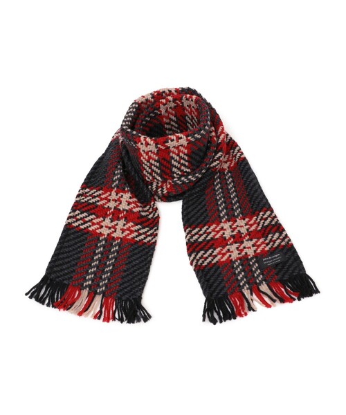 John branigan（ジョンブラニガン）の「john Branigan: チェック マフラー（マフラー・レディース・オフホワイト/ネイビー/レッド・ONE SIZE）」の3枚目の写真