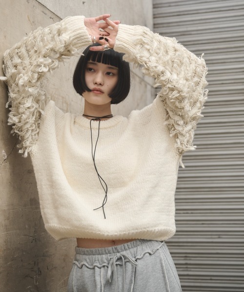 トップス AYK コットン100%】チュールロゴ刺繍Tシャツ(カットソー・Tシャツ) | a.v.v