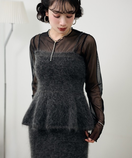 LAULEN(ローレン)の「mohair peplum camisole knit tops /モヘアペプラムキャミソールニットトップス(ニット/セーター・レディース・モカ/チャコールグレー・FREE)」の22枚目の写真