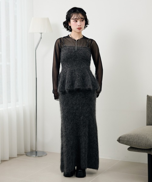 LAULEN(ローレン)の「mohair peplum camisole knit tops /モヘアペプラムキャミソールニットトップス(ニット/セーター・レディース・モカ/チャコールグレー・FREE)」の21枚目の写真
