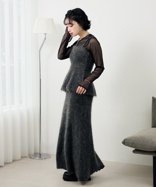 LAULEN(ローレン)の「mohair peplum camisole knit tops /モヘアペプラムキャミソールニットトップス(ニット/セーター・レディース・モカ/チャコールグレー・FREE)」の20枚目の写真