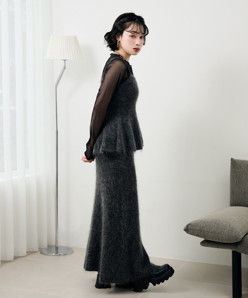 LAULEN(ローレン)の「mohair peplum camisole knit tops /モヘアペプラムキャミソールニットトップス(ニット/セーター・レディース・モカ/チャコールグレー・FREE)」の18枚目の写真