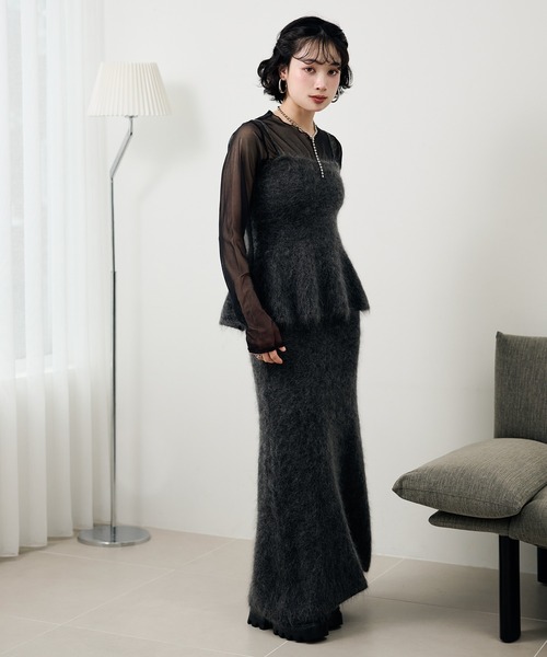 LAULEN(ローレン)の「mohair peplum camisole knit tops /モヘアペプラムキャミソールニットトップス(ニット/セーター・レディース・モカ/チャコールグレー・FREE)」の17枚目の写真