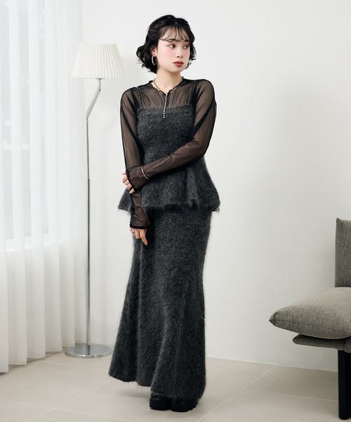 LAULEN(ローレン)の「mohair peplum camisole knit tops /モヘアペプラムキャミソールニットトップス(ニット/セーター・レディース・モカ/チャコールグレー・FREE)」の16枚目の写真