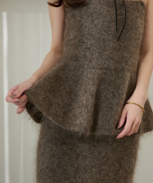 LAULEN(ローレン)の「mohair peplum camisole knit tops /モヘアペプラムキャミソールニットトップス(ニット/セーター・レディース・モカ/チャコールグレー・FREE)」の11枚目の写真