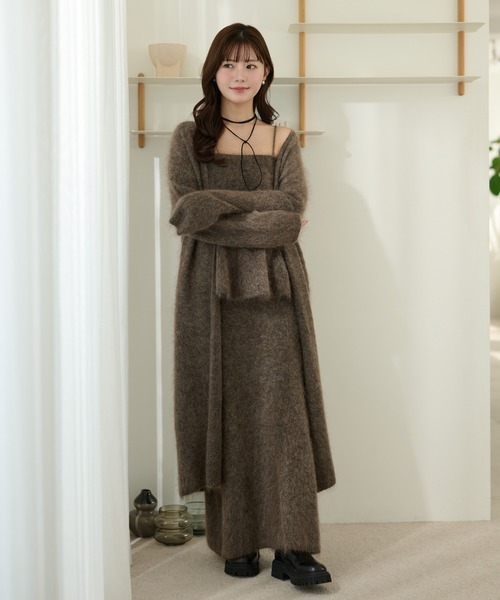LAULEN(ローレン)の「mohair peplum camisole knit tops /モヘアペプラムキャミソールニットトップス(ニット/セーター・レディース・モカ/チャコールグレー・FREE)」の9枚目の写真