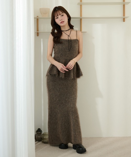 LAULEN(ローレン)の「mohair peplum camisole knit tops /モヘアペプラムキャミソールニットトップス(ニット/セーター・レディース・モカ/チャコールグレー・FREE)」の8枚目の写真