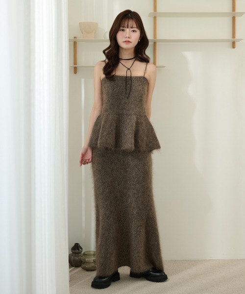 LAULEN(ローレン)の「mohair peplum camisole knit tops /モヘアペプラムキャミソールニットトップス(ニット/セーター・レディース・モカ/チャコールグレー・FREE)」の3枚目の写真