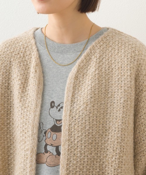 OMNES（オムネス）の「ローゲージジャガードドロップショルダーボレロニットカーディガン（ニット/セーター・レディース・グレイッシュベージュ/ピンク/ベージュ/グレー・FREE）」の6枚目の写真