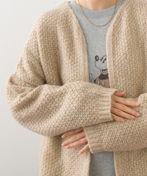 OMNES（オムネス）の「ローゲージジャガードドロップショルダーボレロニットカーディガン（ニット/セーター・レディース・グレイッシュベージュ/ピンク/ベージュ/グレー・FREE）」の8枚目の写真