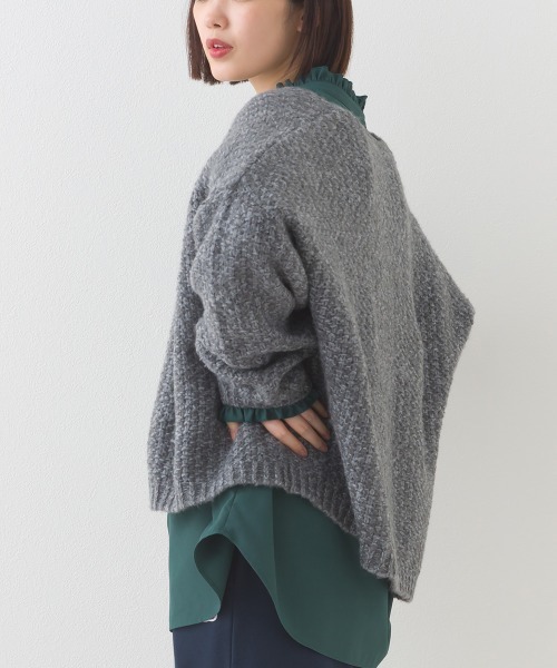 OMNES（オムネス）の「ローゲージジャガードドロップショルダーボレロニットカーディガン（ニット/セーター・レディース・グレイッシュベージュ/ピンク/ベージュ/グレー・FREE）」の11枚目の写真