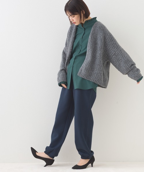 OMNES（オムネス）の「ローゲージジャガードドロップショルダーボレロニットカーディガン（ニット/セーター・レディース・グレイッシュベージュ/ピンク/ベージュ/グレー・FREE）」の12枚目の写真