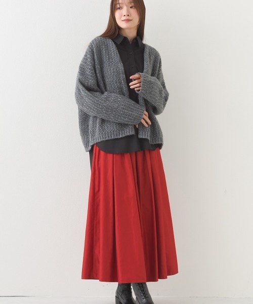 OMNES（オムネス）の「ローゲージジャガードドロップショルダーボレロニットカーディガン（ニット/セーター・レディース・グレイッシュベージュ/ピンク/ベージュ/グレー・FREE）」の14枚目の写真