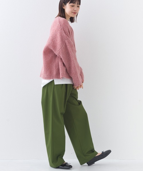 OMNES（オムネス）の「ローゲージジャガードドロップショルダーボレロニットカーディガン（ニット/セーター・レディース・グレイッシュベージュ/ピンク/ベージュ/グレー・FREE）」の19枚目の写真