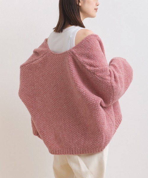 OMNES（オムネス）の「ローゲージジャガードドロップショルダーボレロニットカーディガン（ニット/セーター・レディース・グレイッシュベージュ/ピンク/ベージュ/グレー・FREE）」の21枚目の写真