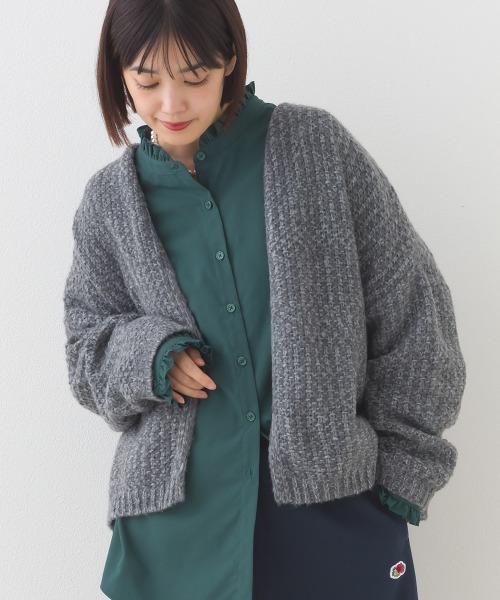 OMNES（オムネス）の「ローゲージジャガードドロップショルダーボレロニットカーディガン（ニット/セーター・レディース・グレイッシュベージュ/ピンク/ベージュ/グレー・FREE）」の5枚目の写真