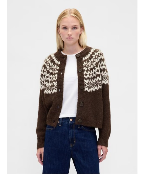 GAP(ギャップ)の「ふわもこフェアアイル ニットカーディガン(カーディガン/ボレロ・レディース・レッド/ブラウン・XS/S/M/L/XL/XXS)」の2枚目の写真