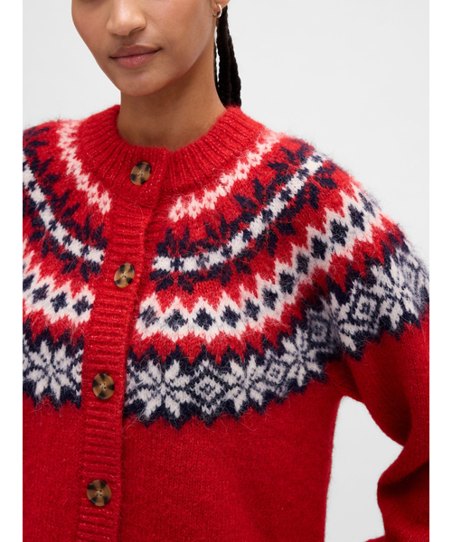 GAP(ギャップ)の「ふわもこフェアアイル ニットカーディガン(カーディガン/ボレロ・レディース・レッド/ブラウン・XS/S/M/L/XL/XXS)」の1枚目の写真