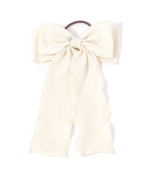 repipi armario(レピピ アルマリオ)の「サテンWリボンメローポニー(ヘアゴム・キッズ・アイボリー/グレー/ブラック/ベージュ・ONESIZE)」の7枚目の写真