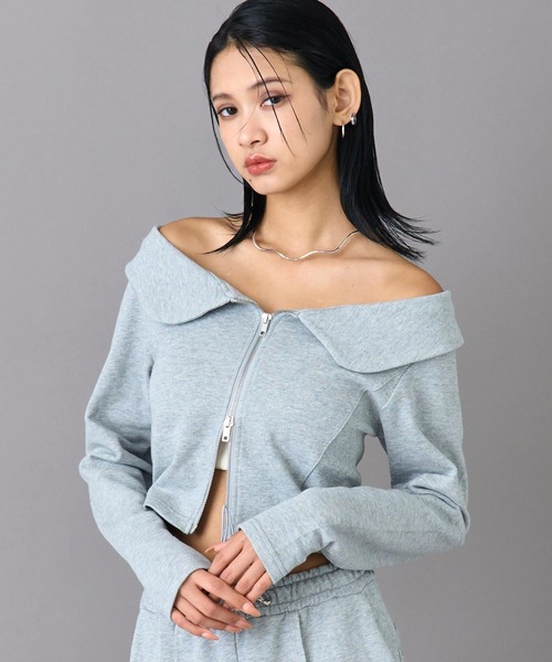 ANAP（アナップ）の「オフショルダー ダブルジップ 裏毛 トップス（その他トップス・レディース・グレー/ブラック・F）」の16枚目の写真