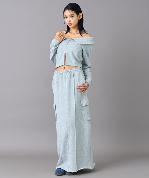 ANAP（アナップ）の「オフショルダー ダブルジップ 裏毛 トップス（その他トップス・レディース・グレー/ブラック・F）」の9枚目の写真