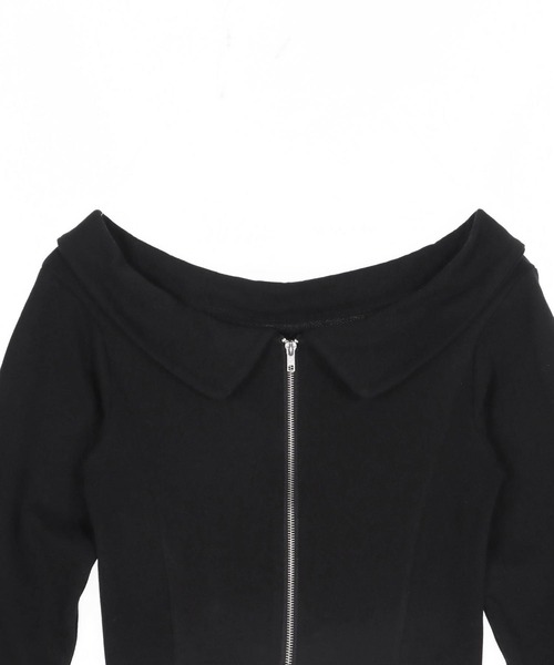 ANAP（アナップ）の「オフショルダー ダブルジップ 裏毛 トップス（その他トップス・レディース・グレー/ブラック・F）」の3枚目の写真
