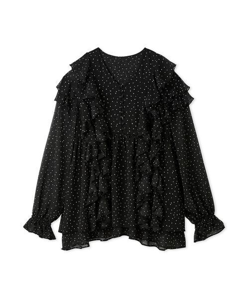 FURFUR（ファーファー）の「フリルチュニックブラウス（シャツ/ブラウス・レディース・ブラック/オフホワイト/ピンク・F）」の2枚目の写真